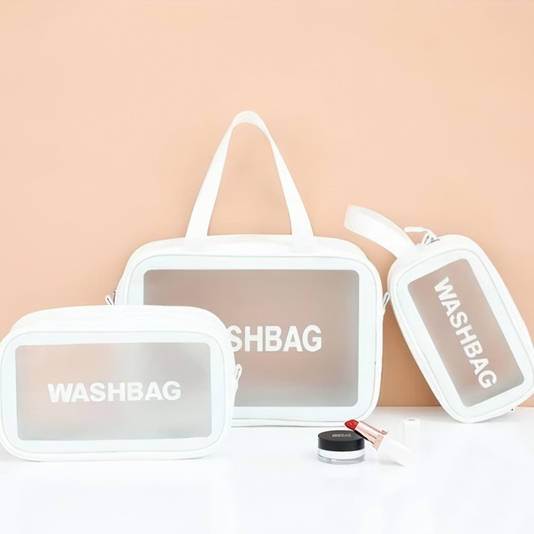 ClearBag Set™ – Kit com 3 Necessaires Transparentes Impermeáveis